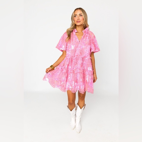 NWT BUDDY LOVE LAKIN SWING SEQUINED LACE MINI DRESS - BONITA SIZE SMALL - Picture 1 of 16